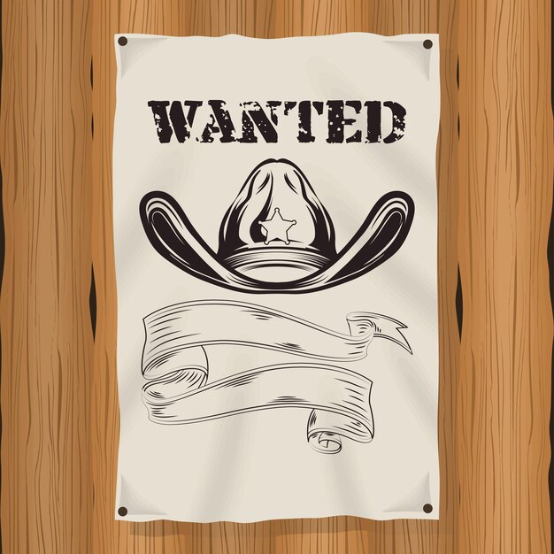 sheriff hat in wanted label poster