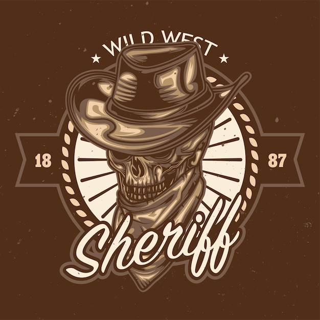 Free Vector sheriff skull illustration