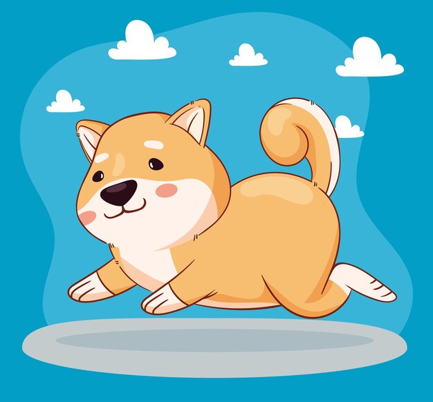 Shiba inu jumping character scene