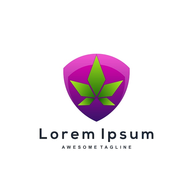 Free Vector shield cannabis gradient logo design colorful