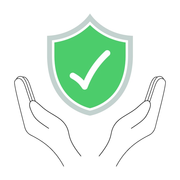 Free vector shield held by outline hands