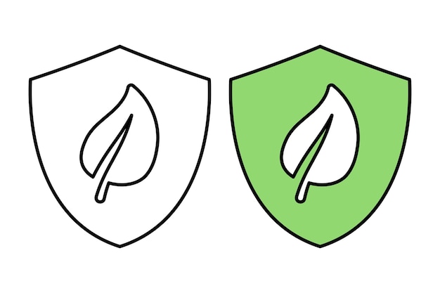 Free Vector shield with leaf outline and filled outline