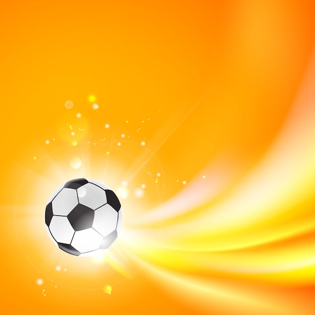 Free vector shining soccer-ball on an orange background