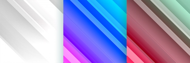 Shiny abstract backgrounds set with diagonal lines