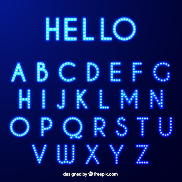 Shiny alphabet with light bulbs