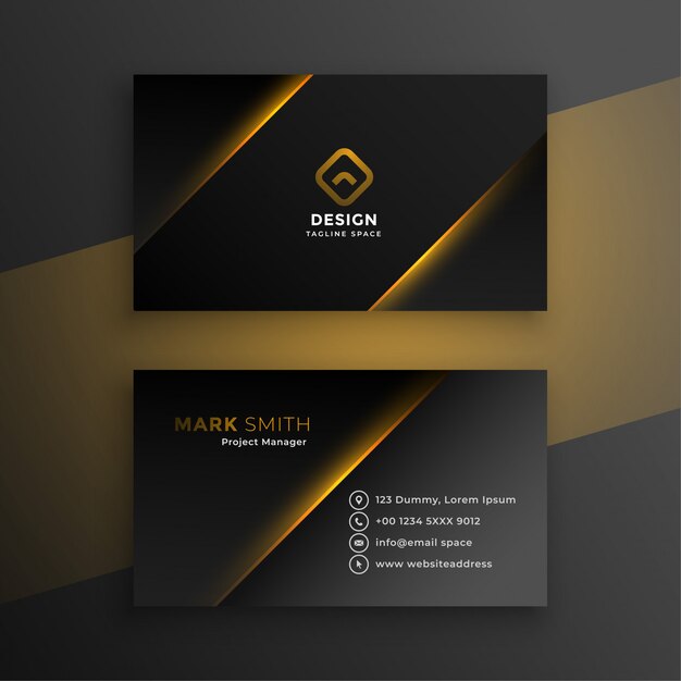 Shiny black modern business card template 