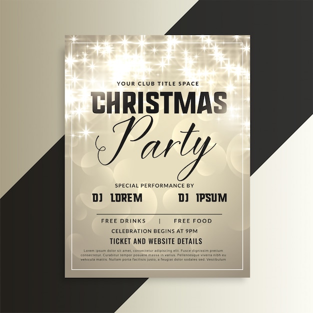 Shiny christmas party invitation flyer with sparkles