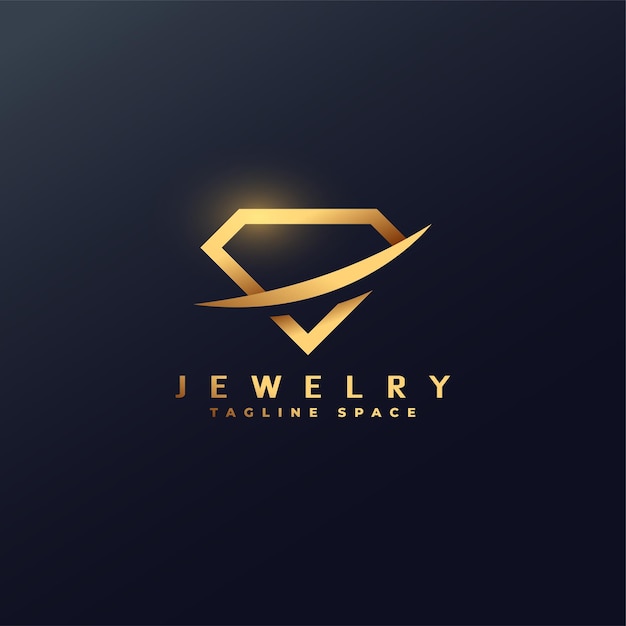 Shiny diamond jewelry logo vector design with tagline space