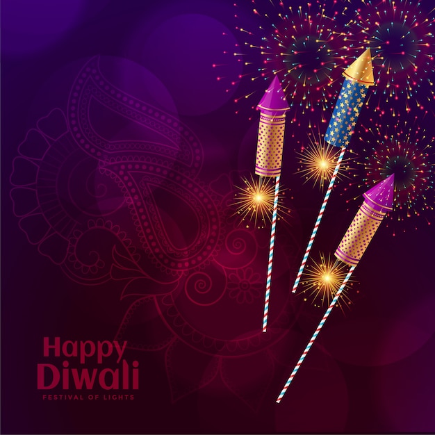 Shiny diwali crackers firework celebration illustration