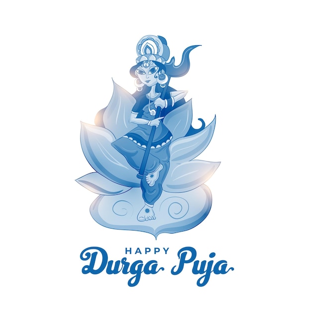 Free Vector shiny durga pooja greeting background with elegant goddess design