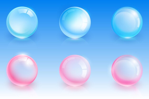 Shiny glass spheres, transparent crystal balls