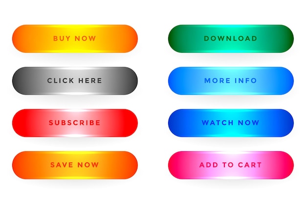 Shiny glossy web buttons pack for different uses