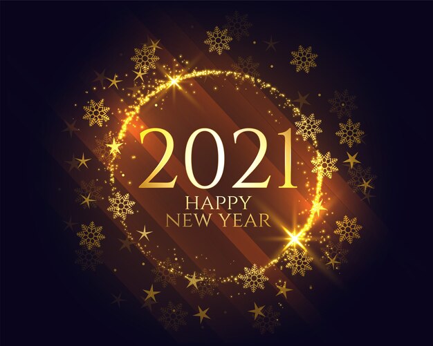 Shiny golden 2021 happy new year snowflakes background