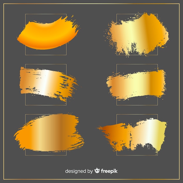 Free Vector shiny golden brush stroke pack