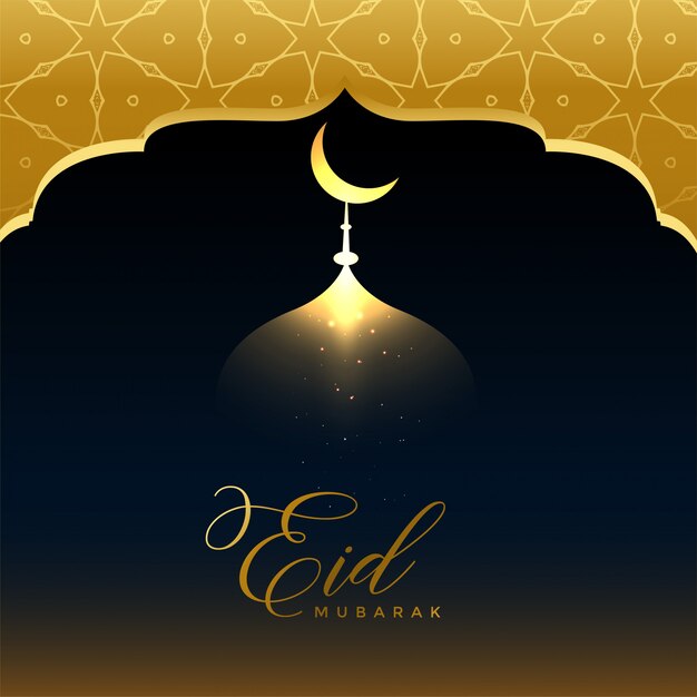 Shiny golden eid mubarak greeting background