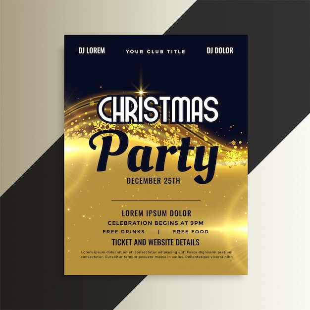 Shiny golden premium christmas invitation party flyer