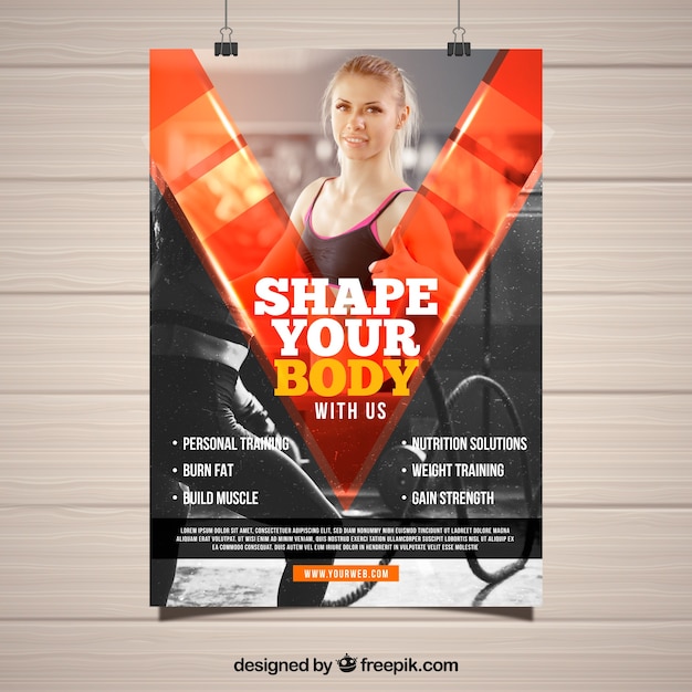 Free vector shiny modern gym flyer template