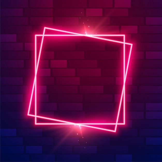 Shiny neon pink frame wall backdrop with empty space