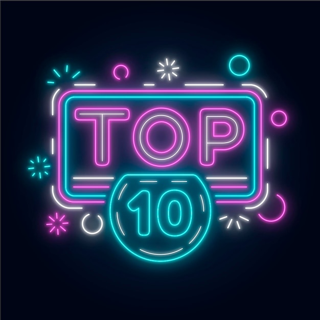 Shiny neon top ten sign