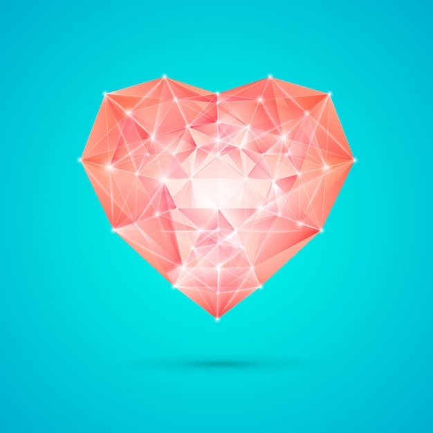 Free Vector shiny poly low heart on blue background