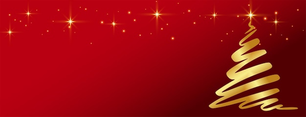 Shiny ribbon style christmas tree red banner with text space