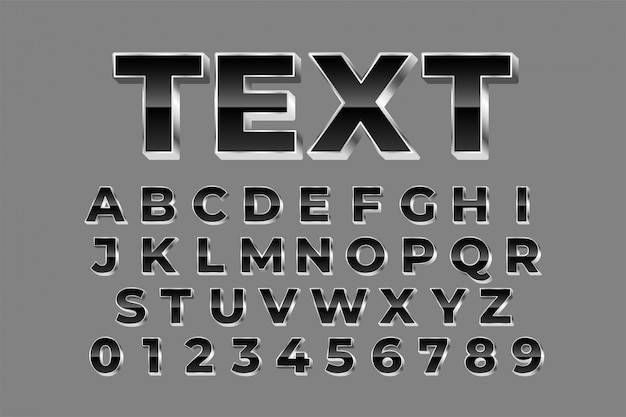 Free vector shiny silver alphabets set text effect