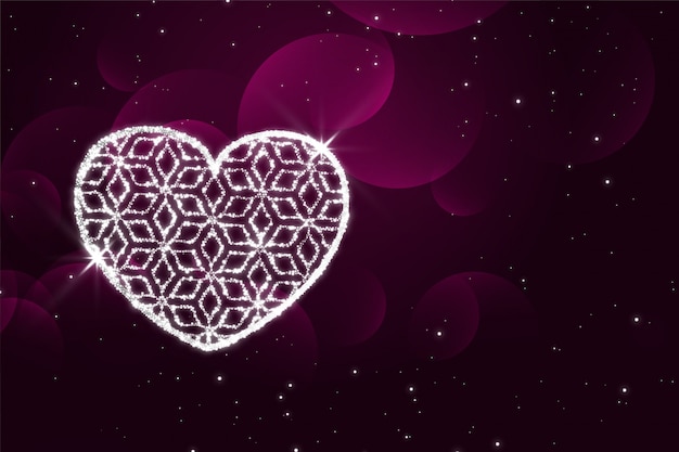 Free Vector shiny sparkles heart purple valentines day background