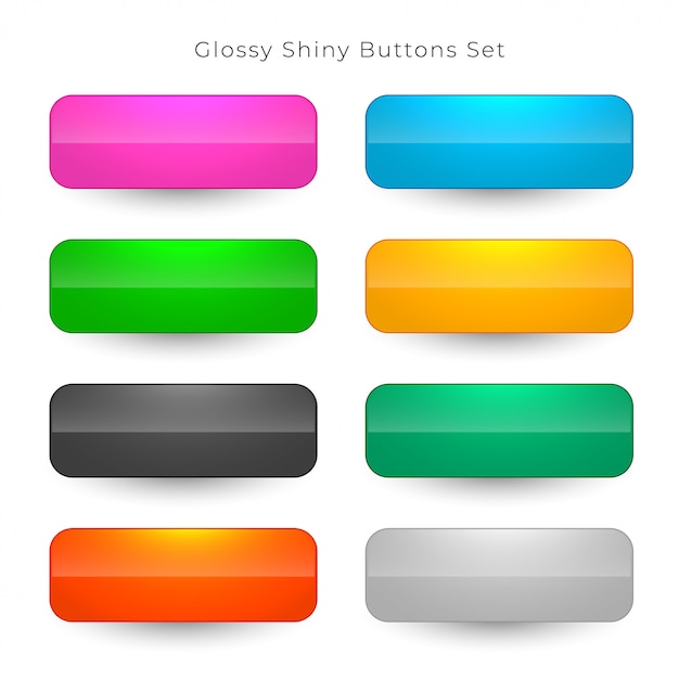 Shiny web buttons in eight colors set