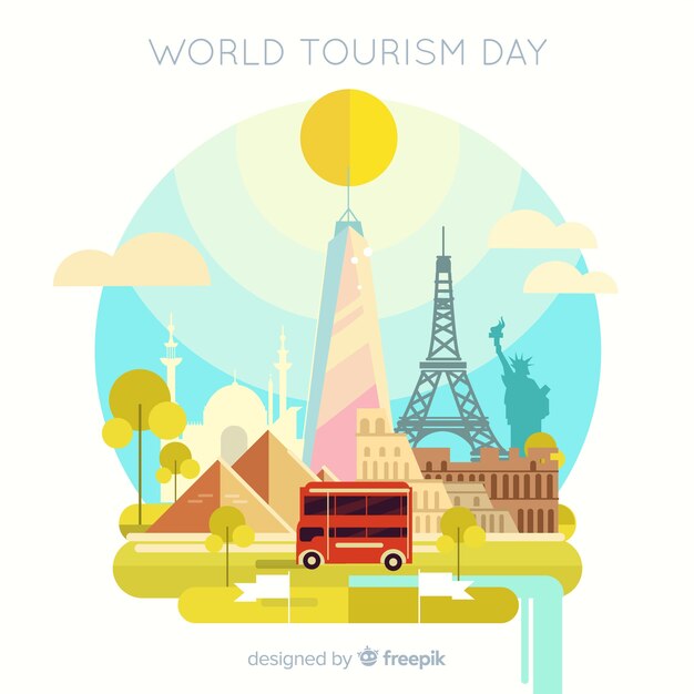 Shiny world tourism day background