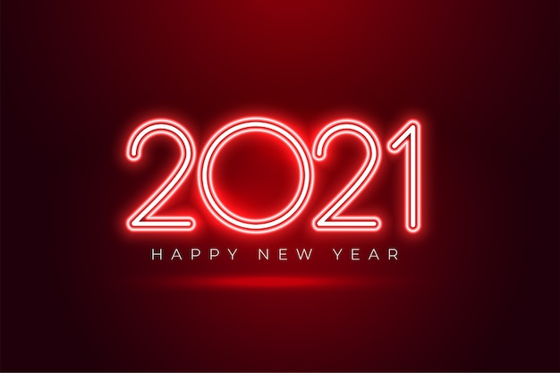 Shiony red neon 2021 happy new year celebration background