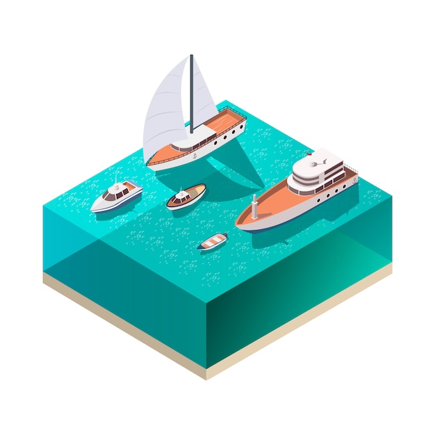 Ships Isometric Composition