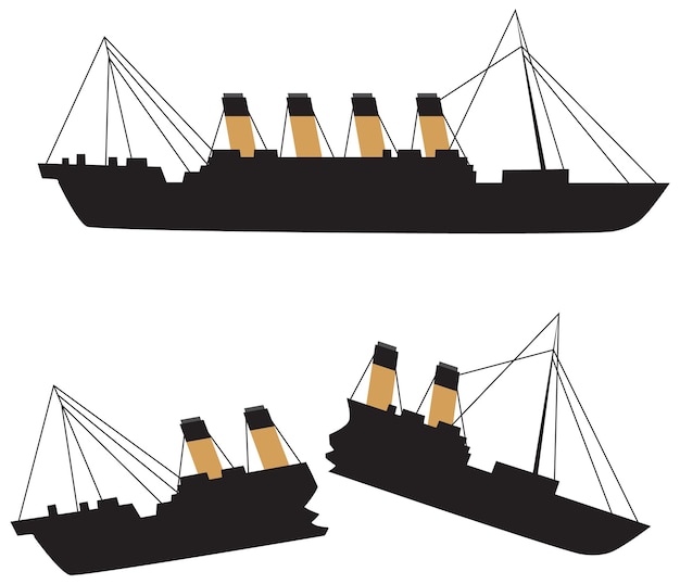 Free Vector shipwrecked vessel silhouette isolated