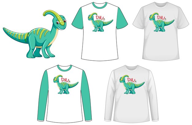 Shirt with dinosaur cartoon character