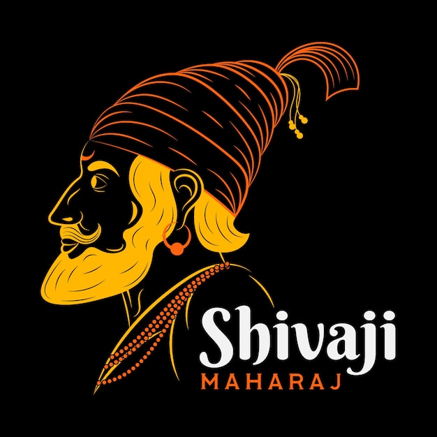 Shivaji maharaj illustration yellow shadows silhouette