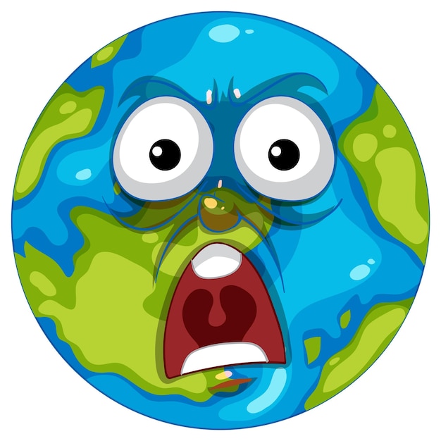 Free vector shocked earth cartoon illustration