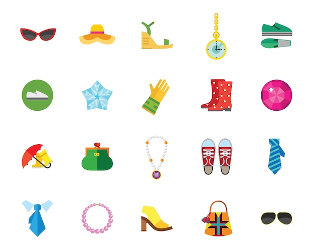 Free Vector shoes and accessories icon set