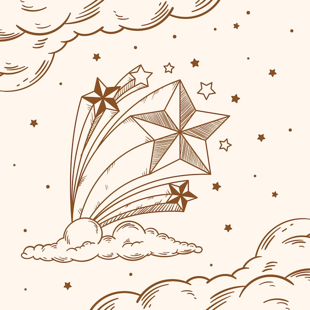 Shooting star drawing illustration