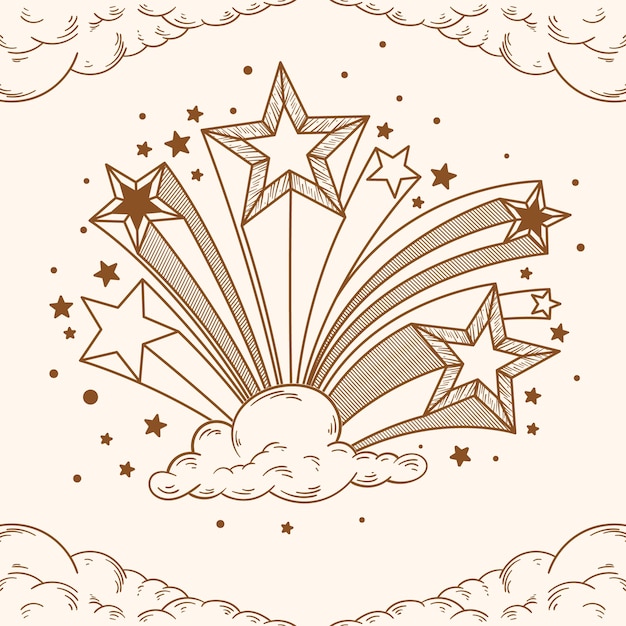 Free Vector shooting star drawing illustration