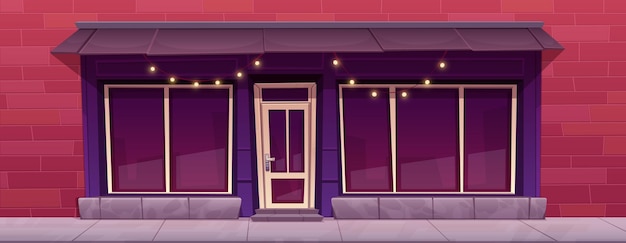 Free Vector shop facade with garland traditional store front