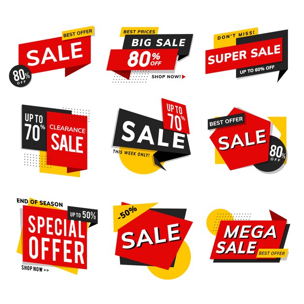 Shop sale promotion advertisements vector set