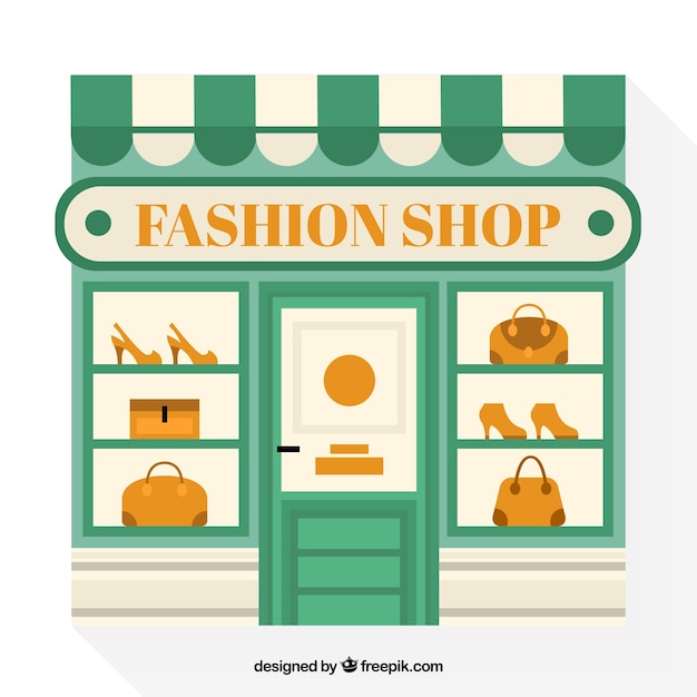 Free Vector shop window of fashion store in flat design