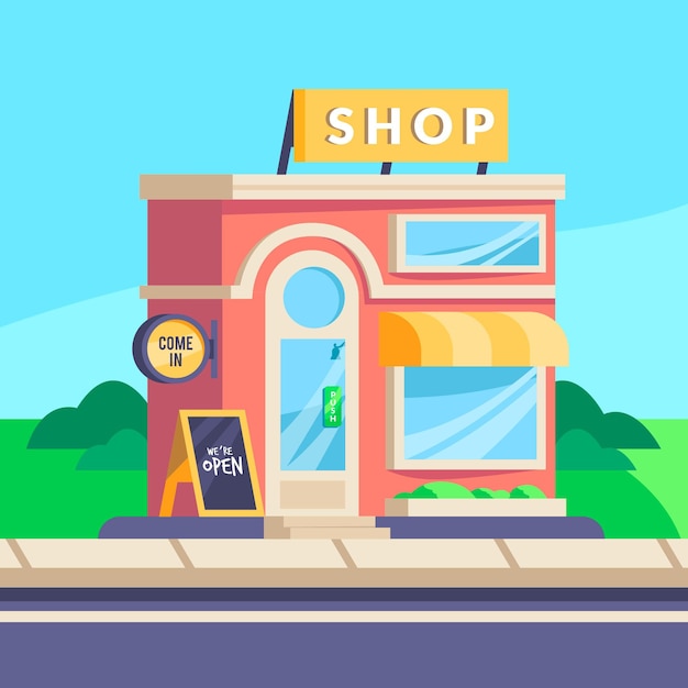 Free Vector shop with the sign open concept