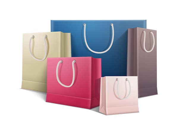 Free vector shopping bag realistic colored composition