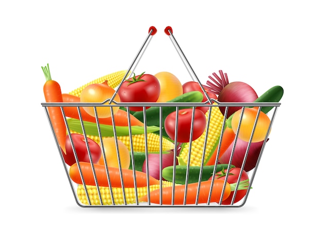 Free Vector shopping basket full vegreables realistic image