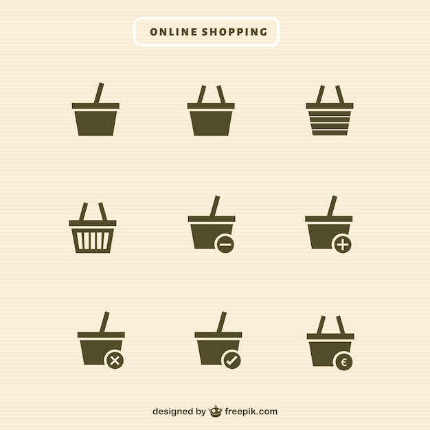 Free Vector shopping basket icons collection 