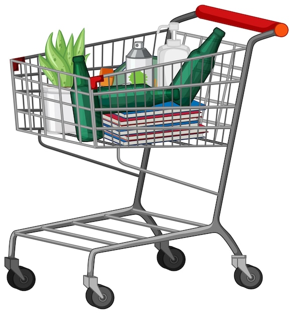 Free Vector shopping cart full stuff on white background