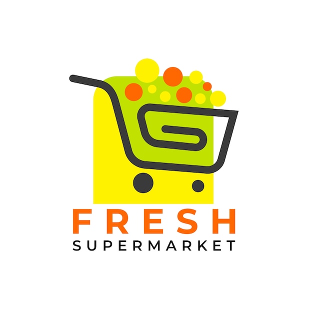 Shopping cart supermarket logo template