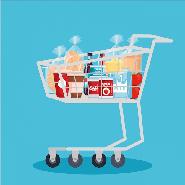 Free Vector shopping cart with products