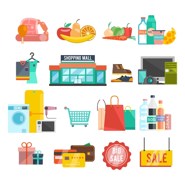 Free vector shopping center icons