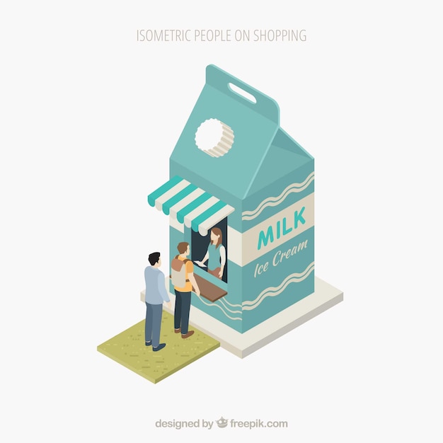 Shopping concept with people in isometric view